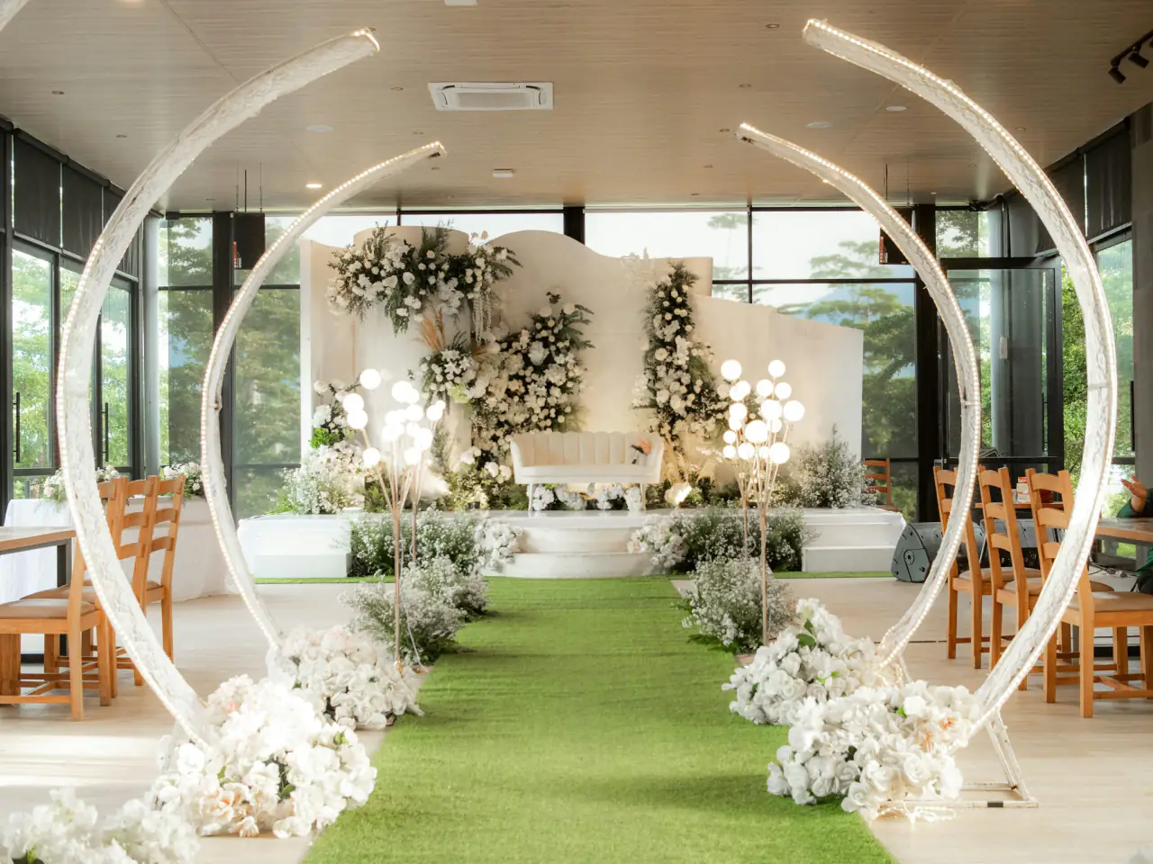Floral arch at a garden ceremony