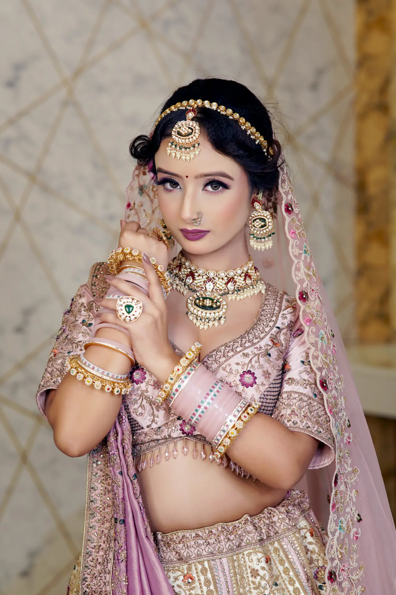 Bride with henna and pastel jewellery