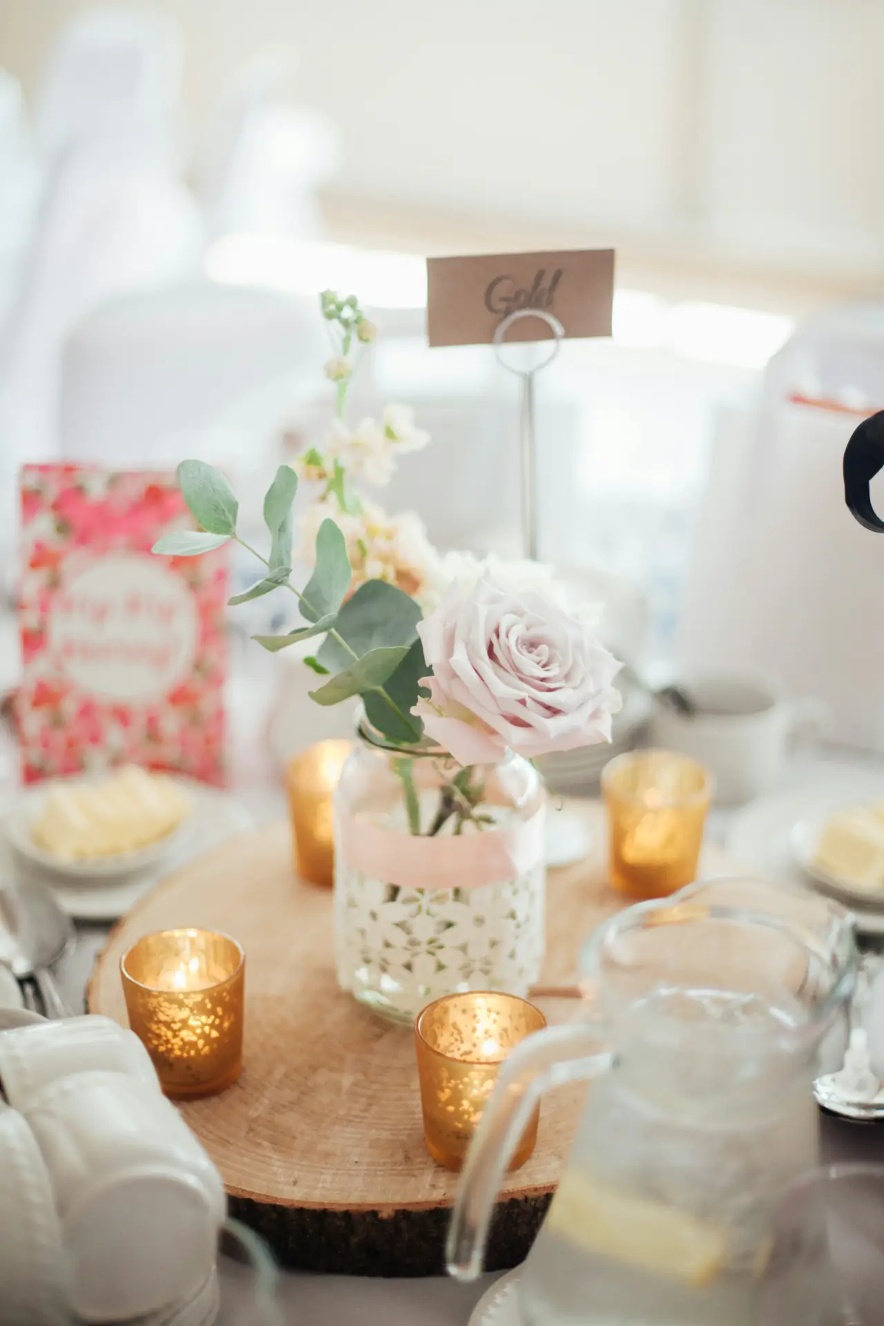 Soft wedding table details